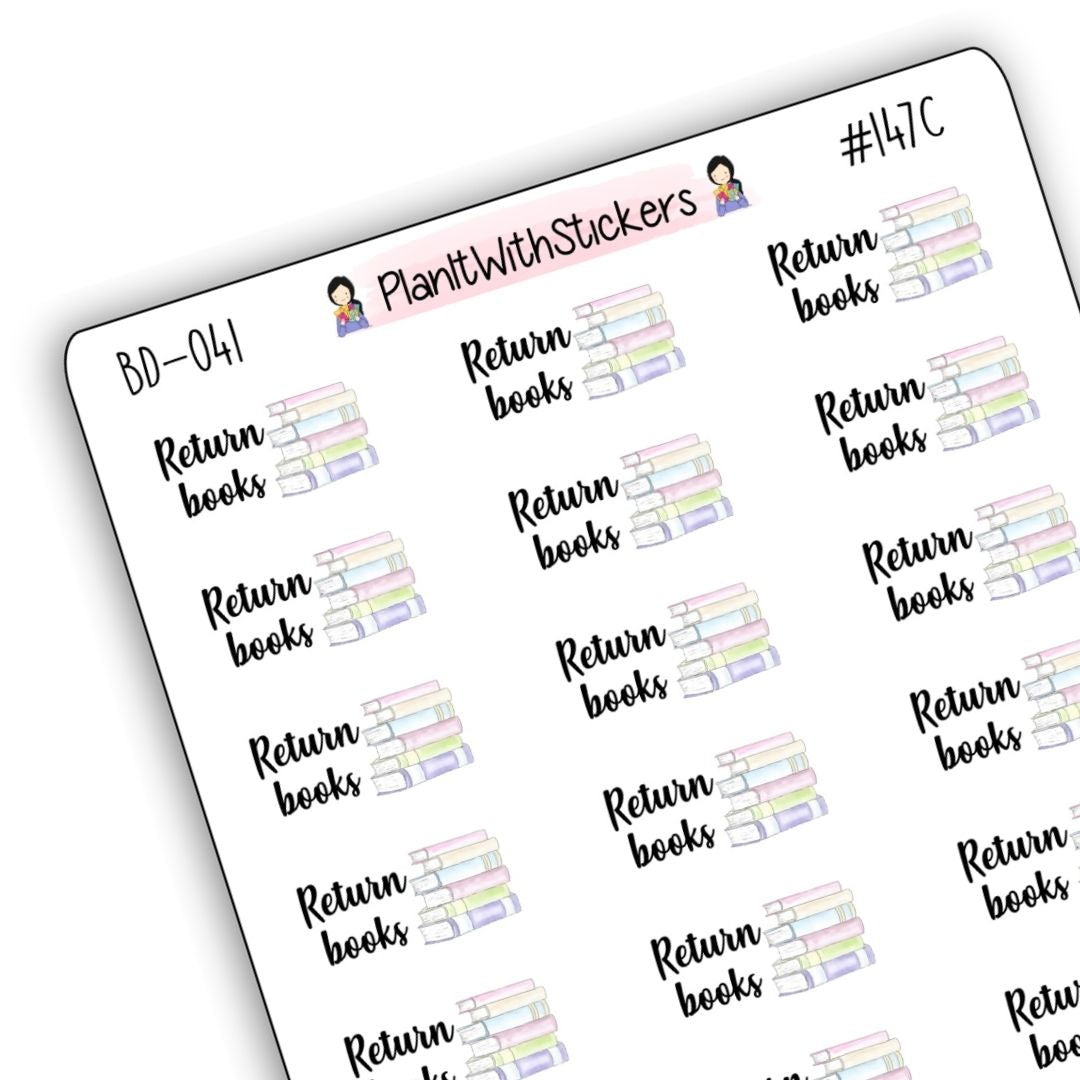 Return To Library Sticker Return Library Books Library Reminder Stickers – PlanItWithStickers