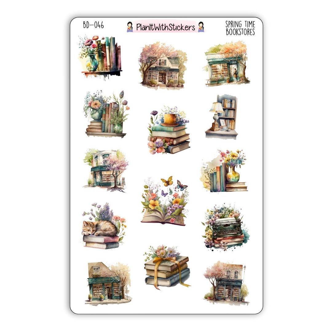 Spring Time Bookstores Deco Stickers