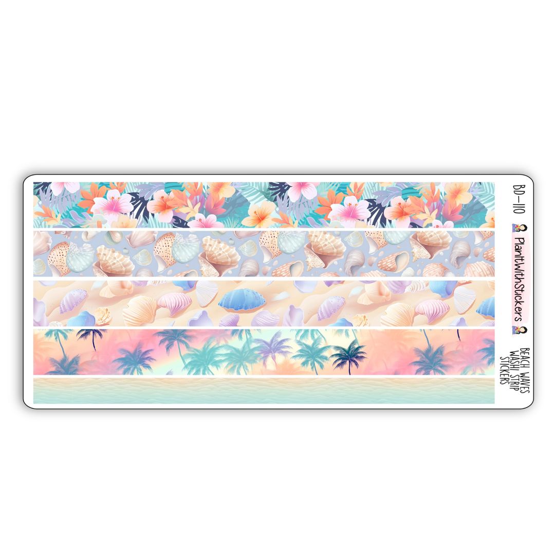 Beach Waves Long Washi Strips