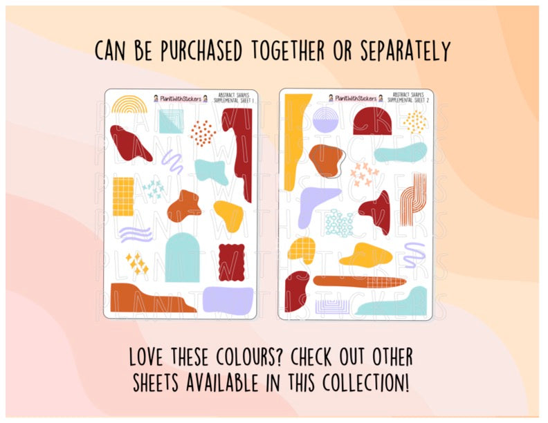 a set of two stickers with different shapes and colors