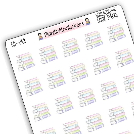 147A - Reading Books Stack of Books Reading Stickers for , Plum Paper, Recollections, and similar planners