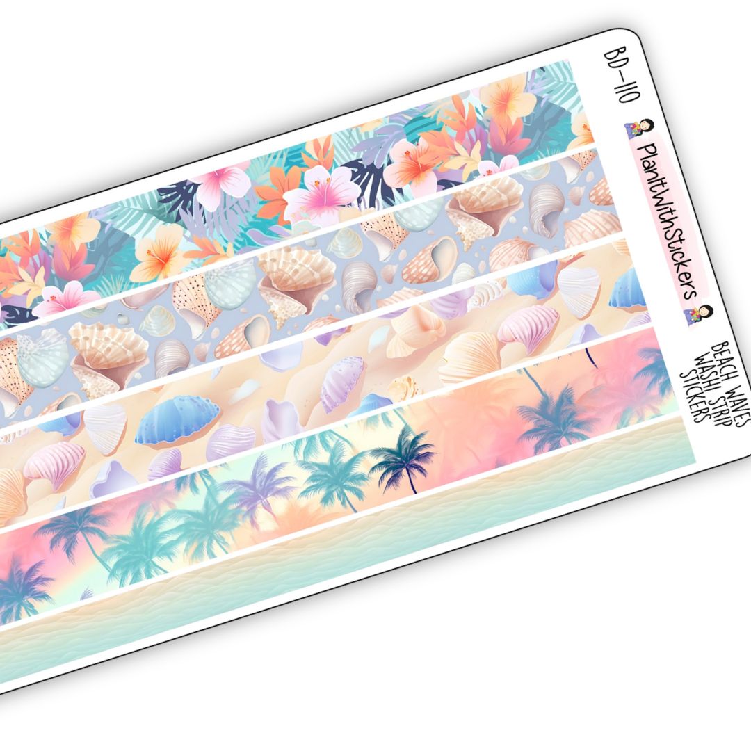 Beach Waves Long Washi Strips