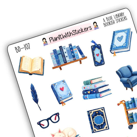 A Blue Library Bookish Deco Stickers
