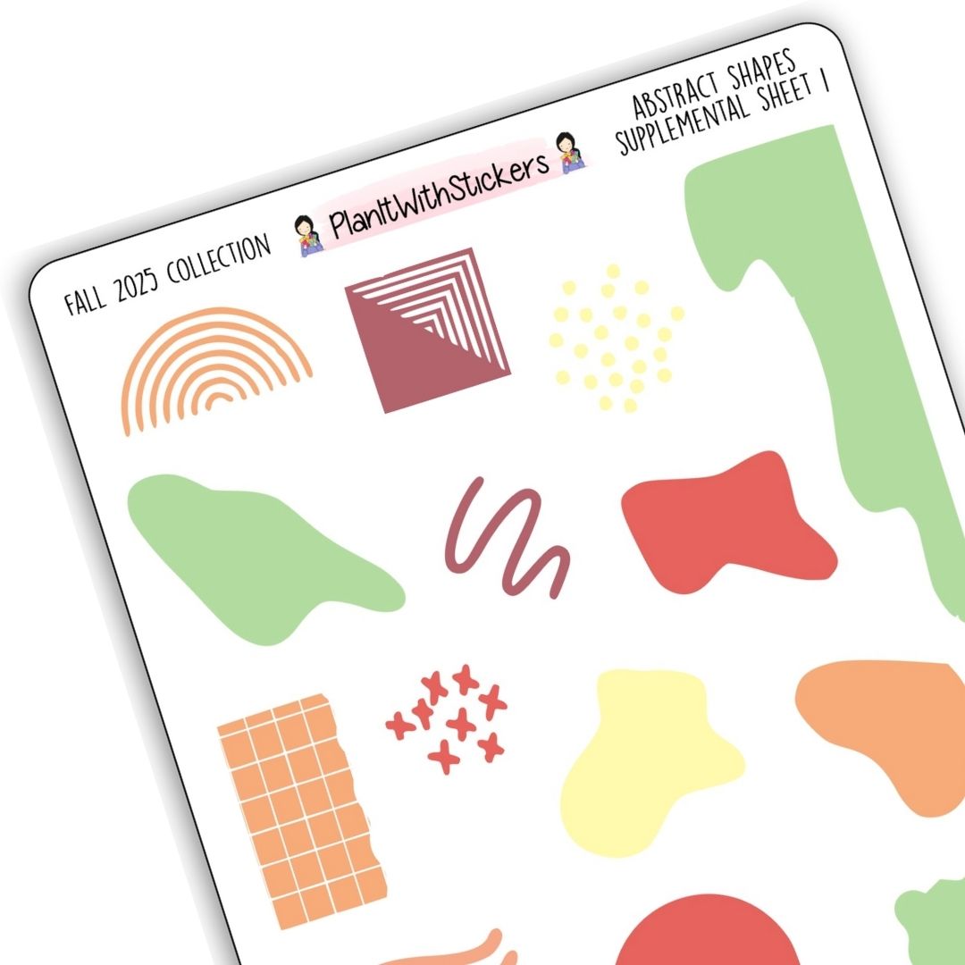 Abstract Shapes Journal Stickers – 2 Sheets - Fall 2025 Collection