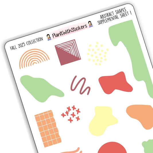 Abstract Shapes Journal Stickers – 2 Sheets - Fall 2025 Collection