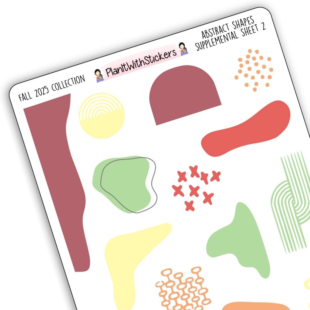 Abstract Shapes Journal Stickers – 2 Sheets - Fall 2025 Collection