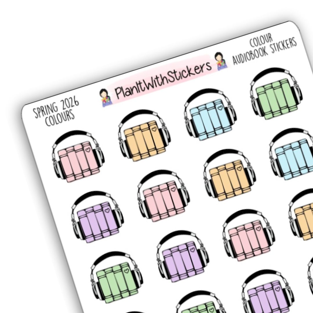 Audiobook Icon Stickers - Spring 2026 Colours – PlanItWithStickers