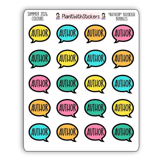 "Author" Bookish Bubbles Book Review Sticker - Summer 2026