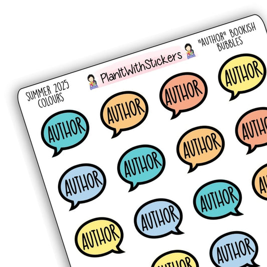 “Author” Bookish Bubbles Journaling Stickers – Summer 2025 Collection