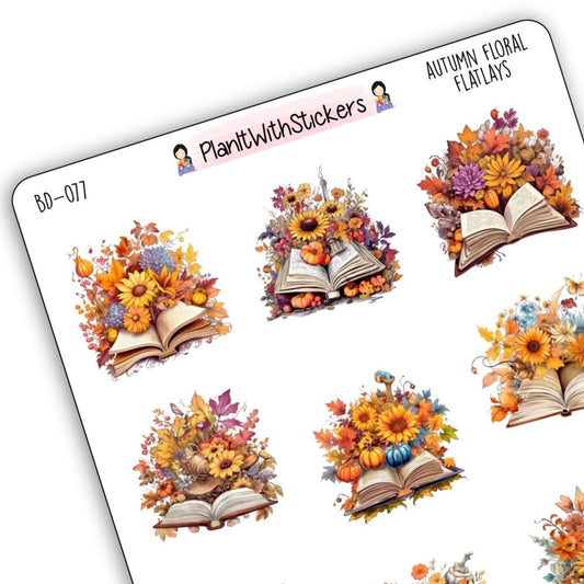 Autumn Floral Flatlay Bookish Decorative Stickers - Fall 2025 Collection