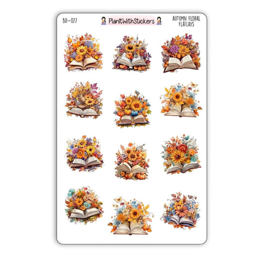 Autumn Floral Flatlay Bookish Decorative Stickers - Fall 2025 Collection