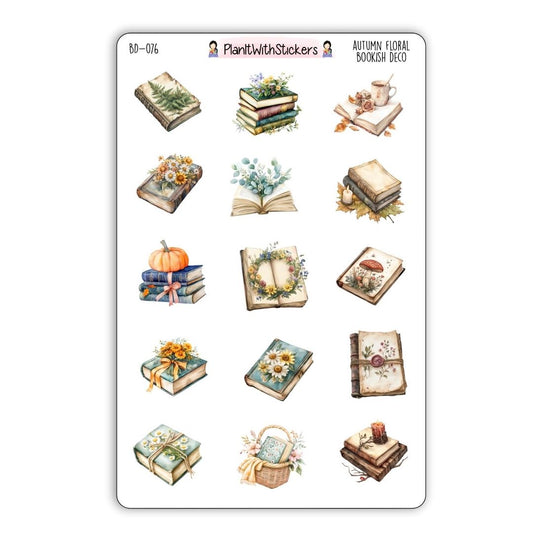 Autumn Floral Bookish Decorative Stickers - Fall 2025 Collection