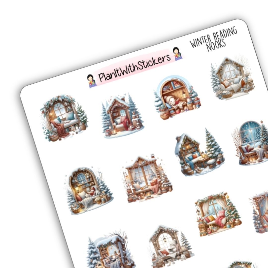 Winter Reading Nooks Bookish Deco Stickers