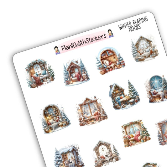 Winter Reading Nooks Bookish Deco Stickers