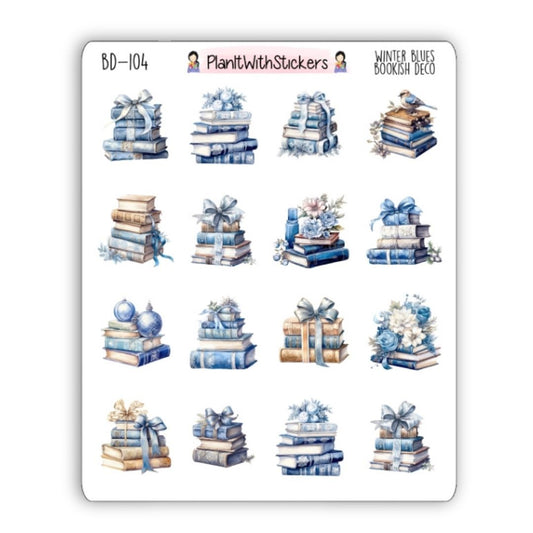 Winter Blues Bookish Deco Stickers