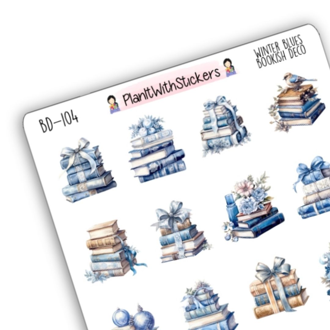 Winter Blues Bookish Deco Stickers