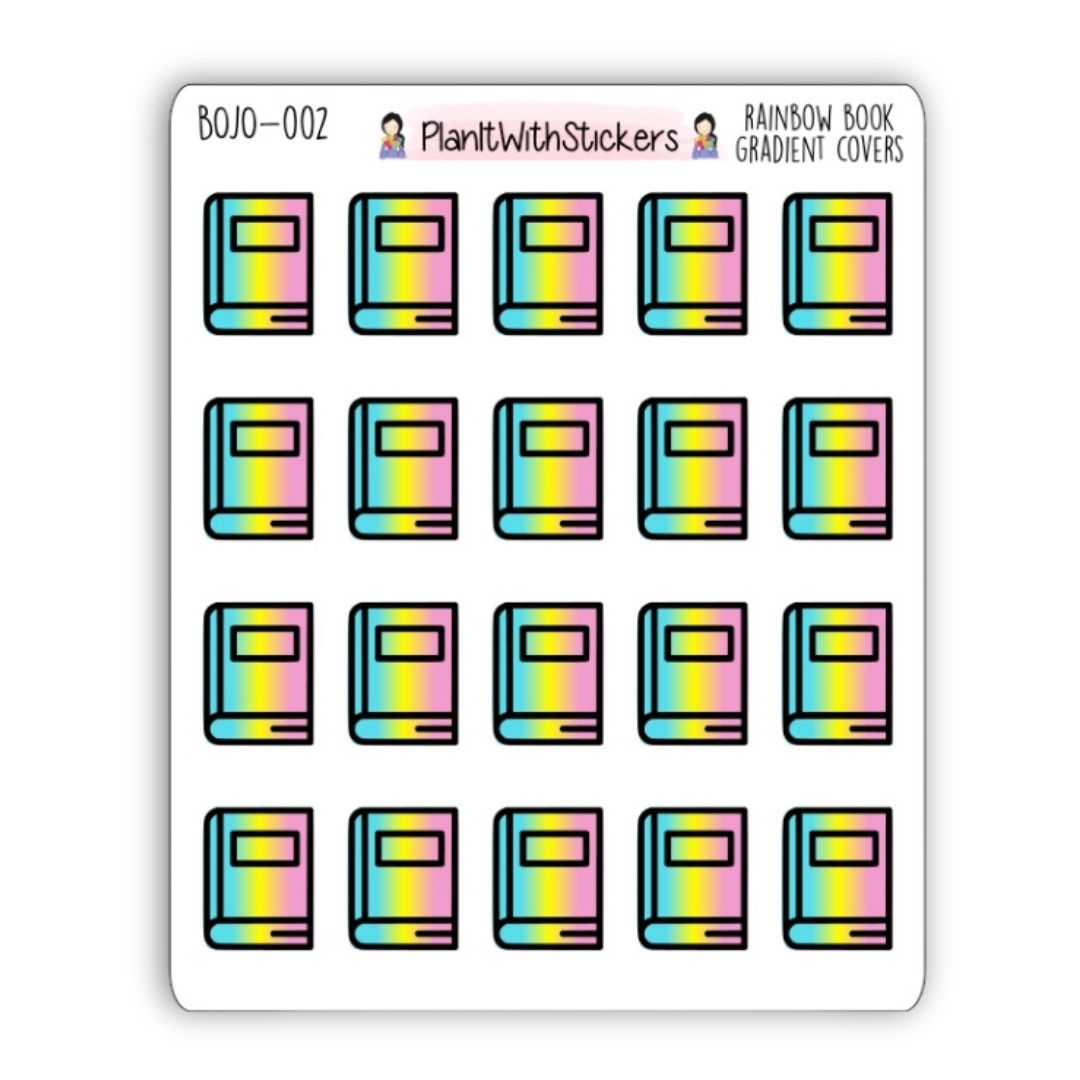 Book Cover Icon Stickers - Rainbow Gradient