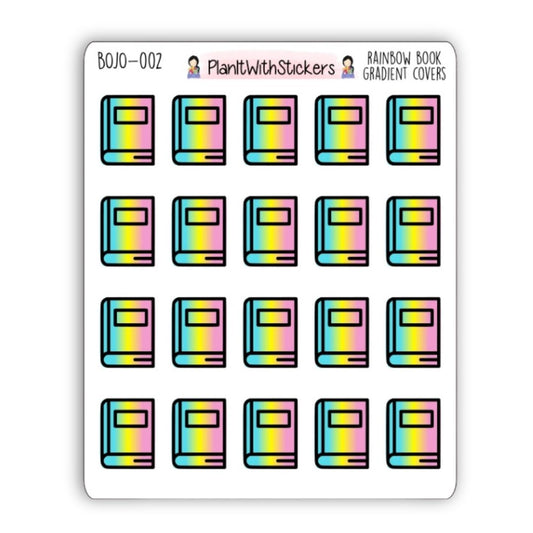 Book Cover Icon Stickers - Rainbow Gradient