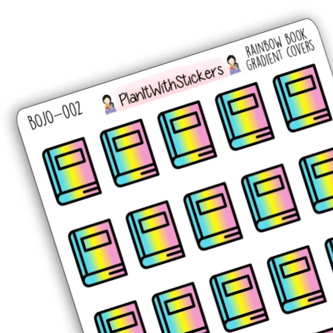 Book Cover Icon Stickers - Rainbow Gradient