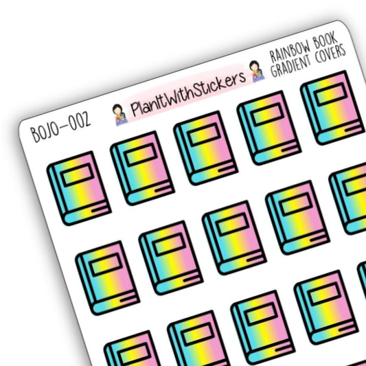 Book Cover Icon Stickers - Rainbow Gradient