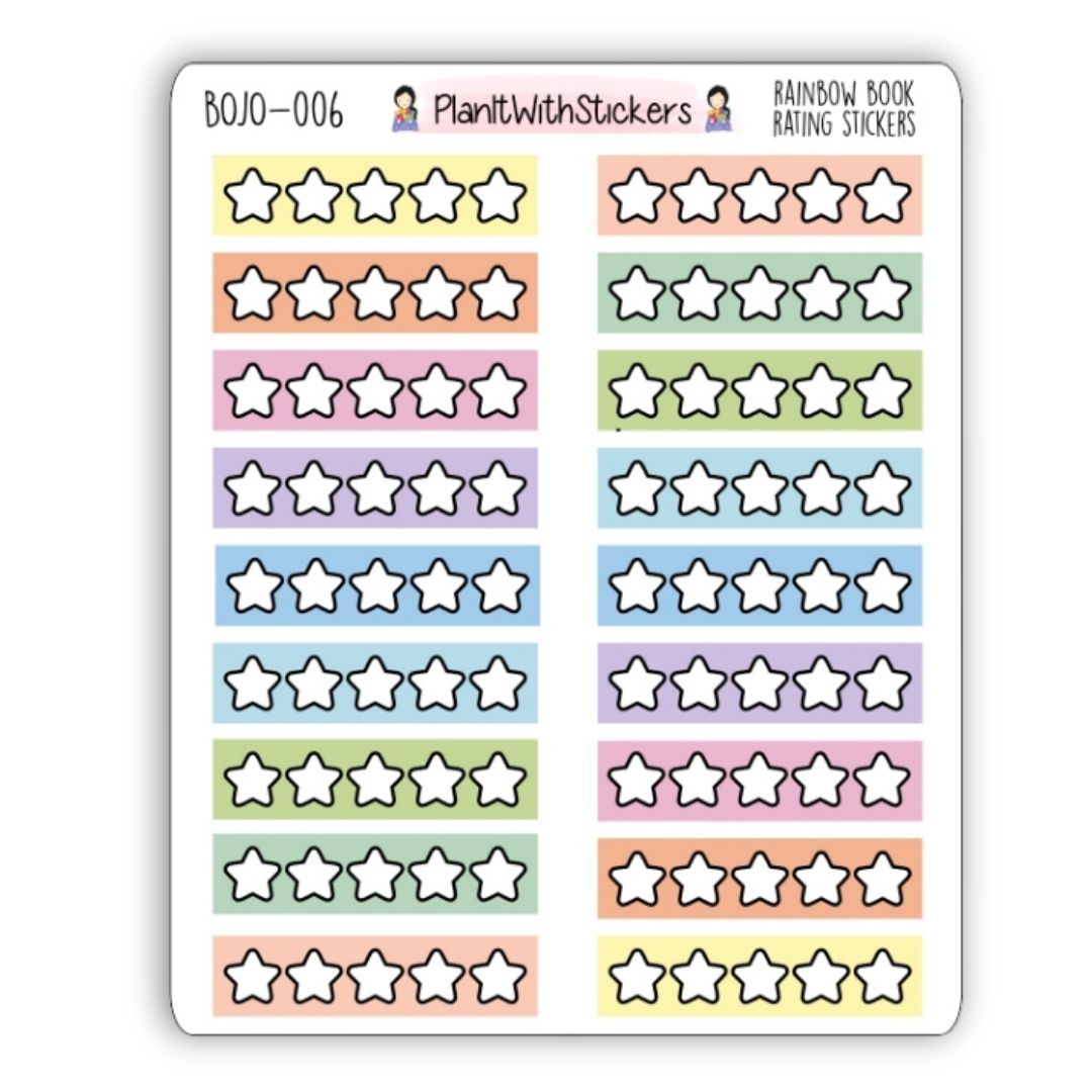 Stars Rating Stickers (Rainbow Background)