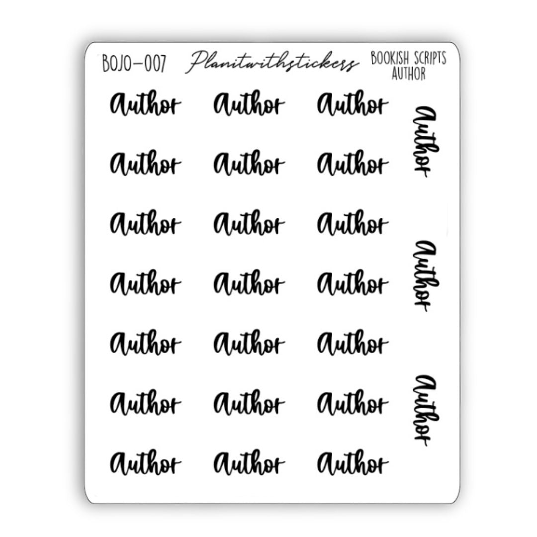 Author - Bookish Script Stickers