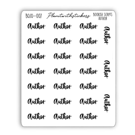 Author - Bookish Script Stickers