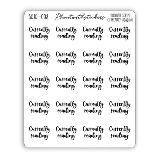 Currently Reading - Bookish Script Stickers