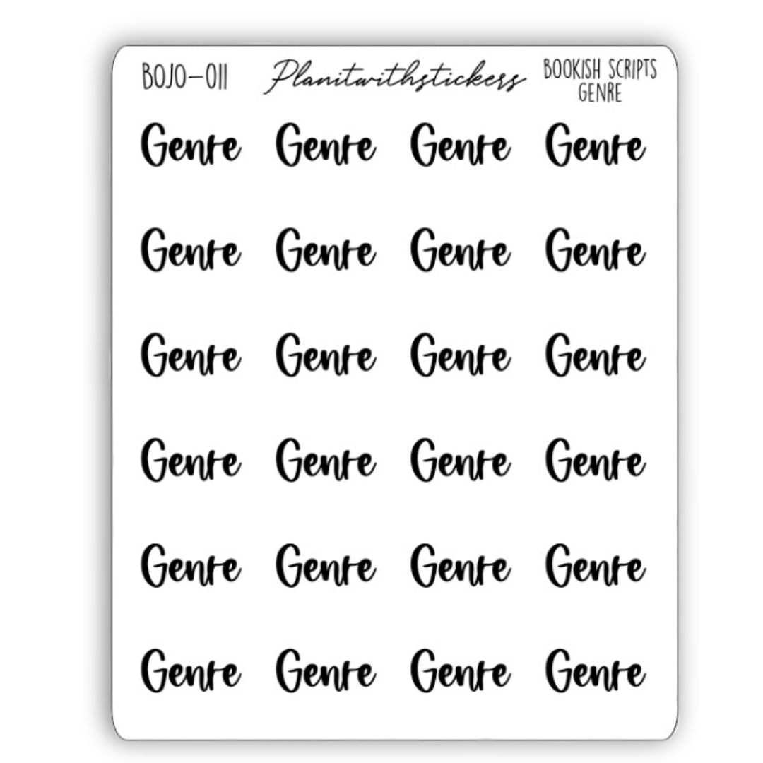Genre - Bookish Script Stickers