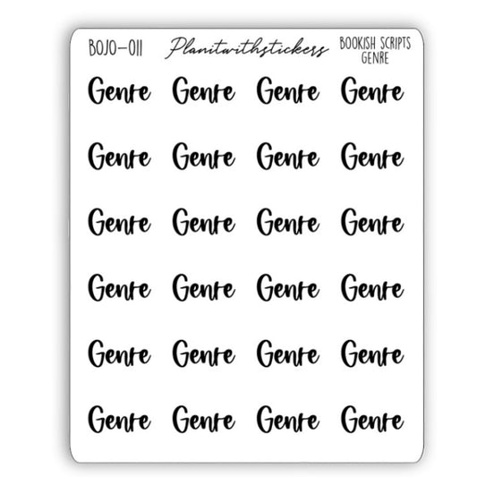 Genre - Bookish Script Stickers
