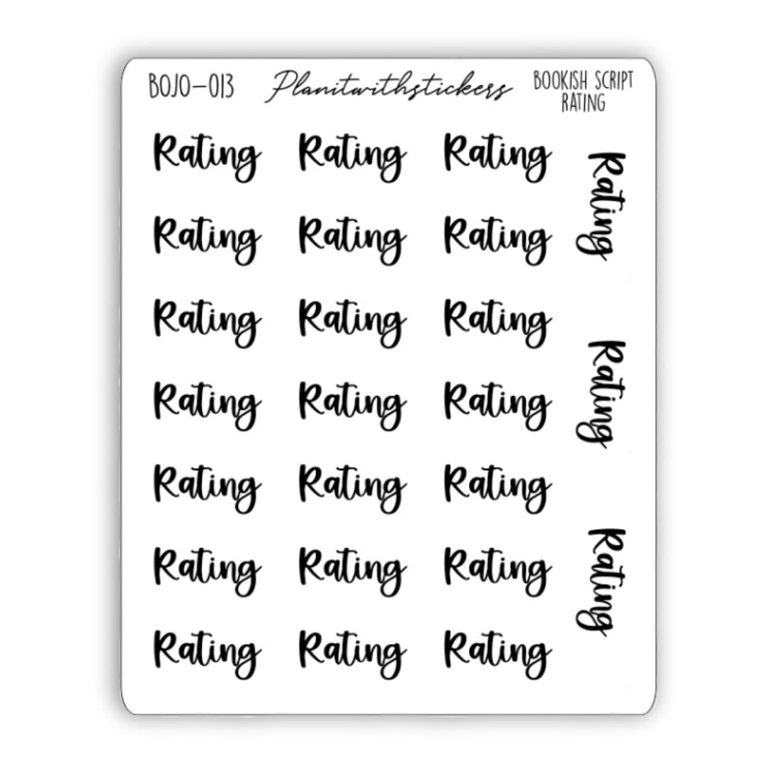 Rating - Bookish Script Stickers