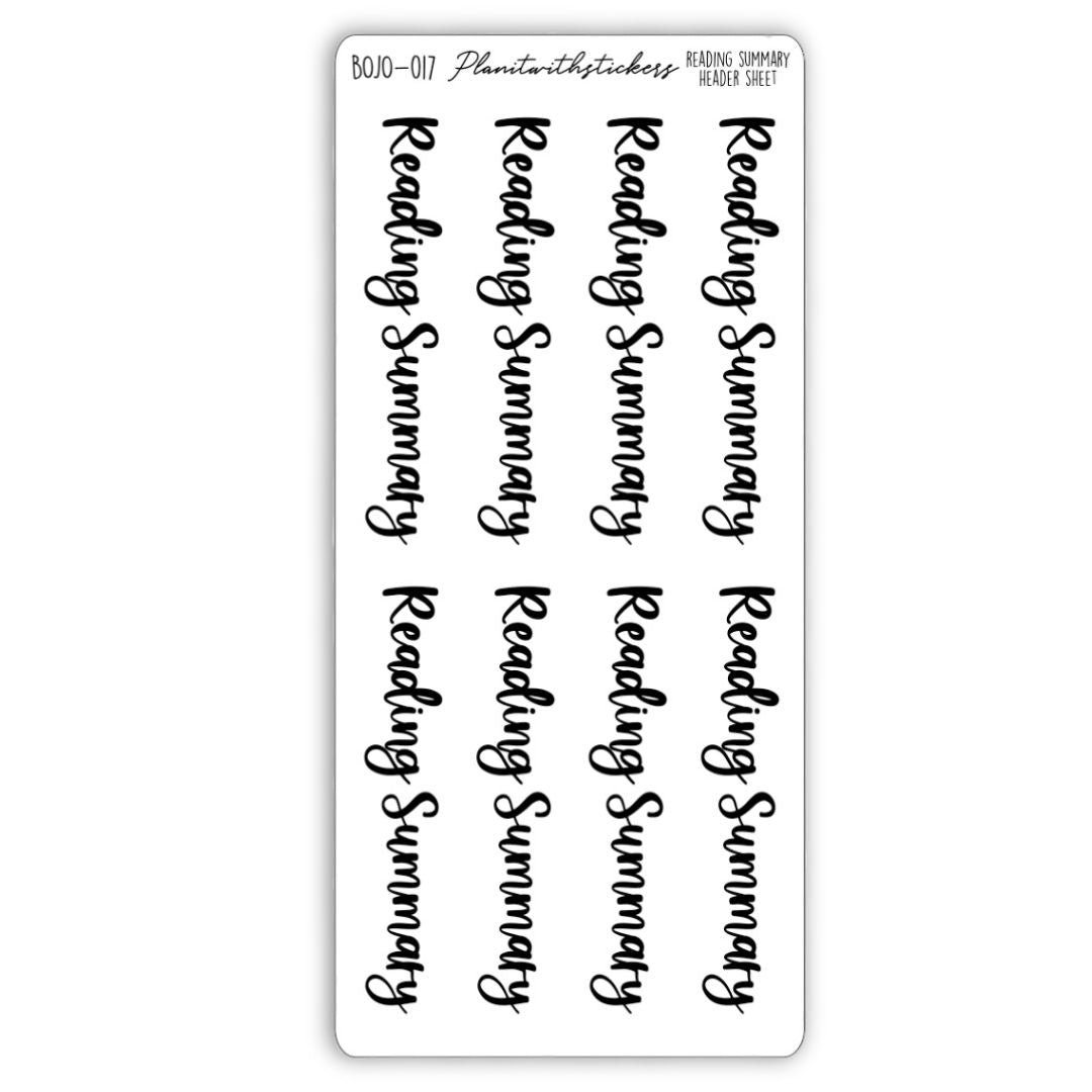 Reading Summary - Bookish Script Stickers