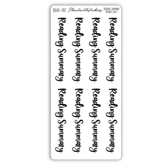 Reading Summary - Bookish Script Stickers