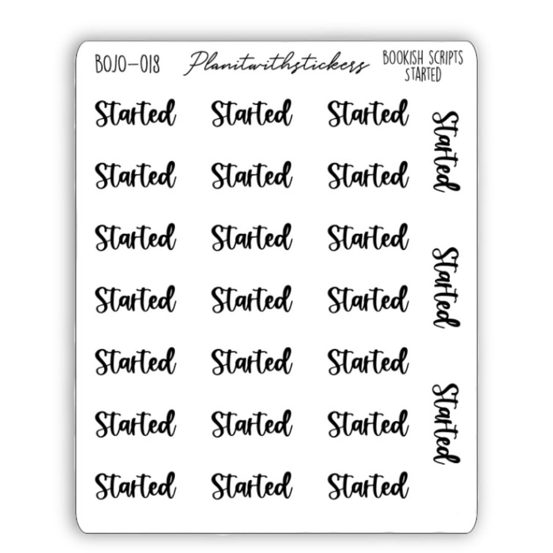 Started - Bookish Script Stickers