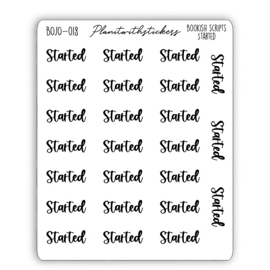 Started - Bookish Script Stickers
