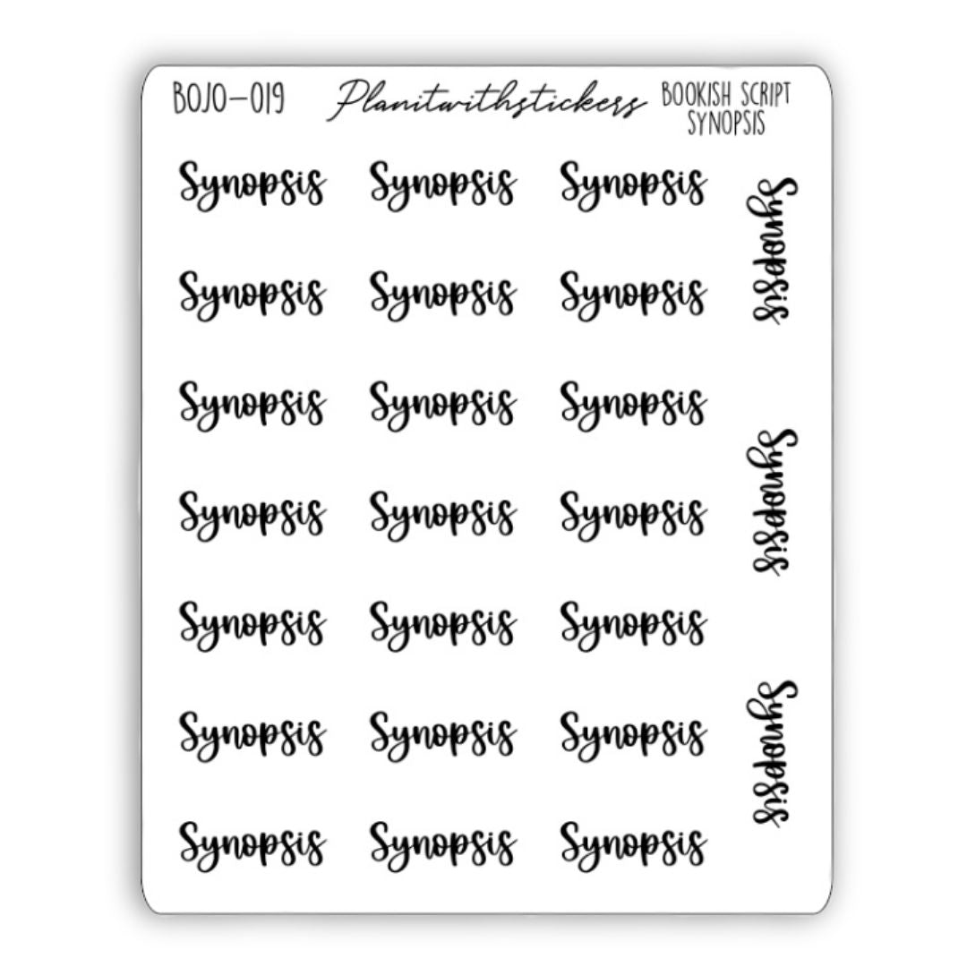Synopsis - Bookish Script Stickers