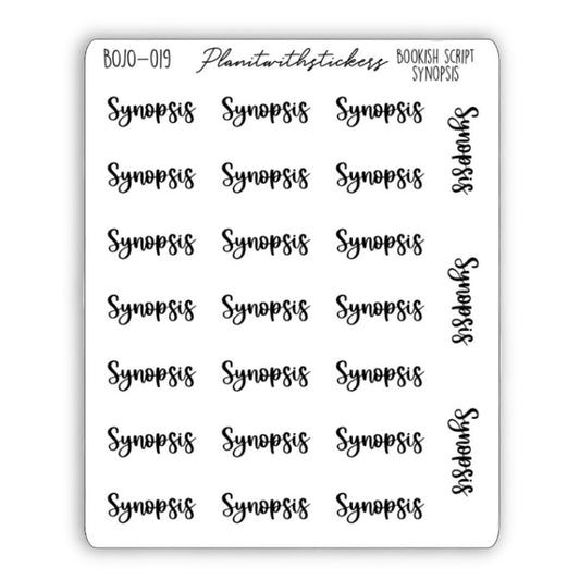 Synopsis - Bookish Script Stickers