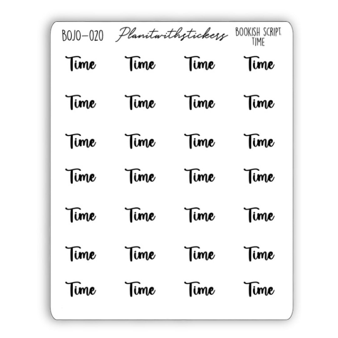 Time - Bookish Script Stickers
