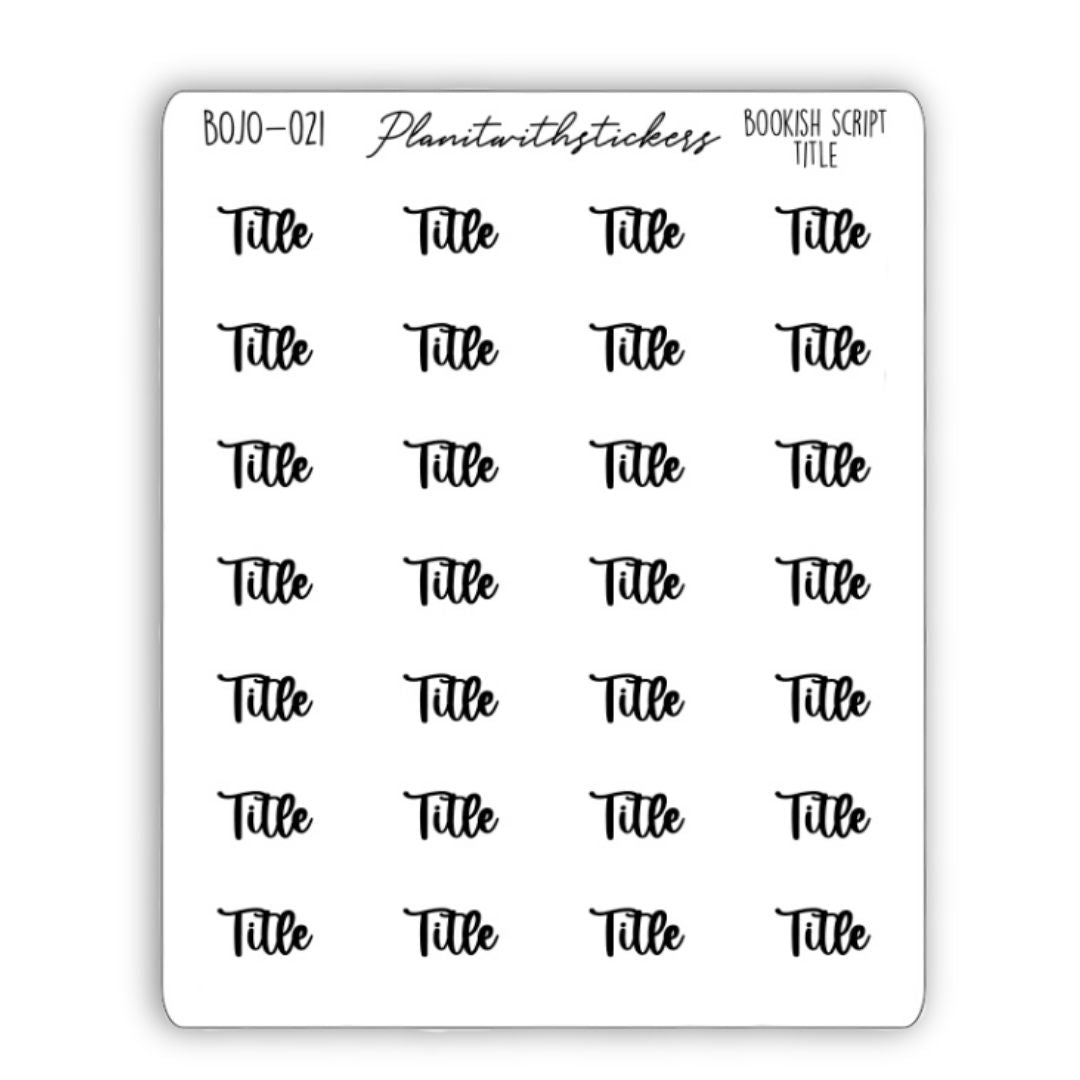 Title - Bookish Script Stickers