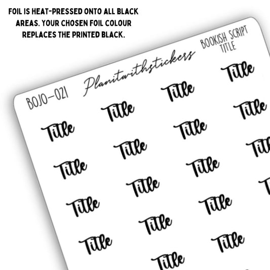 Title - Bookish Script Stickers