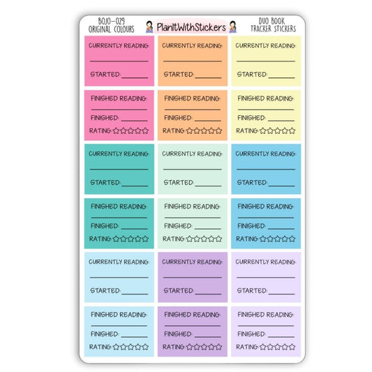 Duo Book Tracker Sticker (2024 Colours) for Currently Reading Book Stickers