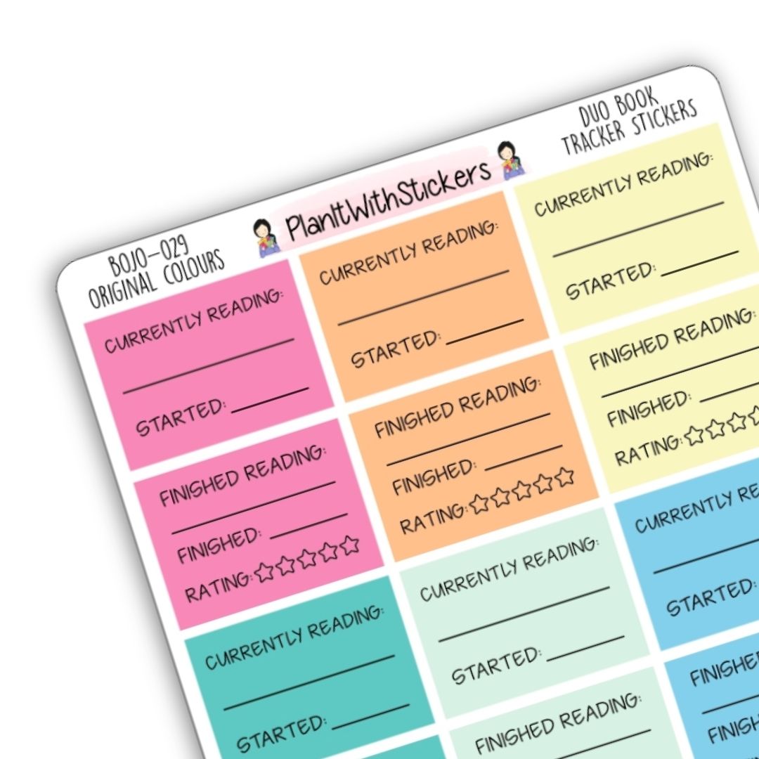 Duo Book Tracker Sticker (2024 Colours) for Currently Reading Book Stickers