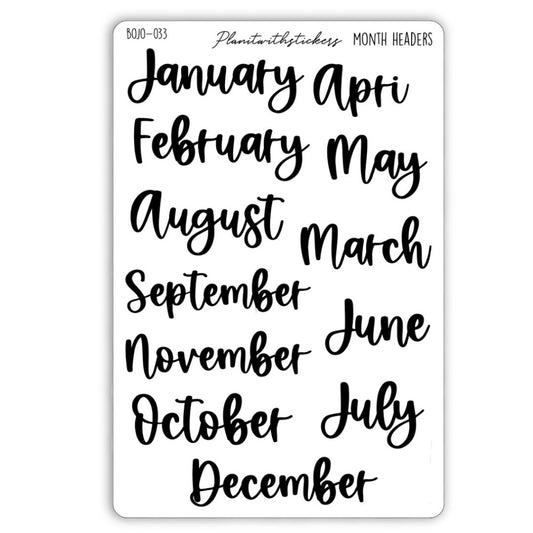 Monthly Header Script Stickers