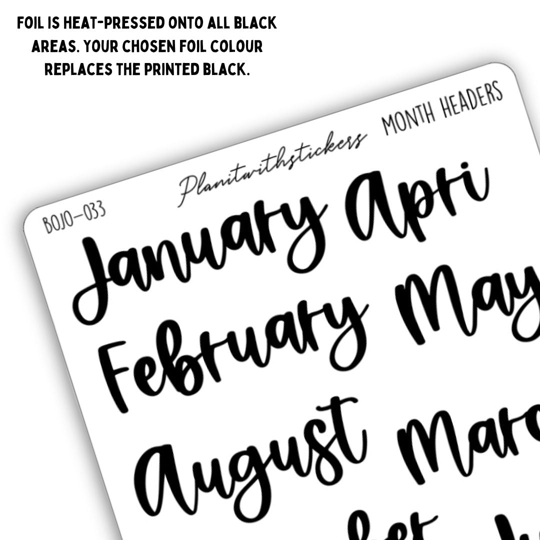 Monthly Header Script Stickers