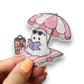 Beach Ghostie Reading Vinyl Holographic Diecut Sticker