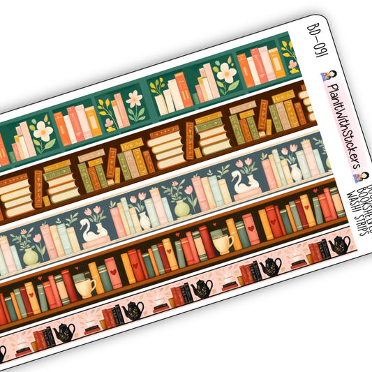 Book Lovers Bookshelves Long Washi Strips