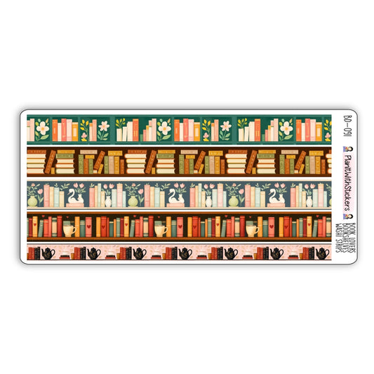 Book Lovers Bookshelves Long Washi Strips