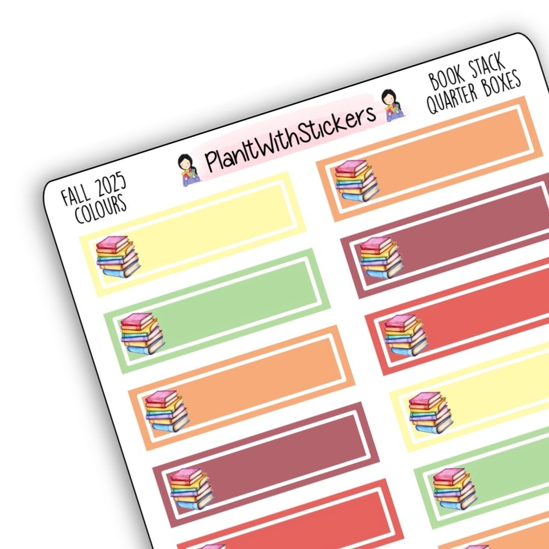 Stack Stikers Book Stack Quarter Box Stickers – Fall 2025 Collection – PlanItWithStickers