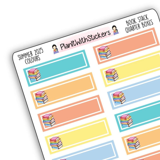 Book Stack Quarter Box Stickers – Summer 2025 Collection
