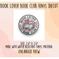 Book Lover Book Club Vinyl Diecut